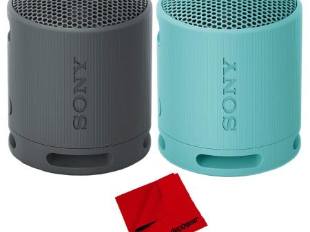 Sony XB100 Compact Bluetooth Wireless Speaker Black and Blue with Cleaning Cloth Fashion