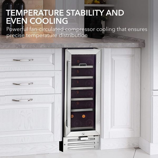 Whynter 18 Bottle Built-in Wine Refrigerator Cooler, Stainless Steel Black (BWR-18SD) Online