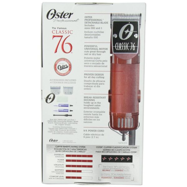 Oster Classic 76 Universal Motor Clipper w  Detachable #000 & #1 Blade (Red) Sale