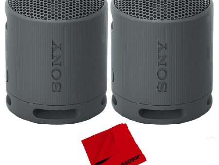 Sony XB100 Compact Bluetooth Wireless Speaker Black 2 Pack with Cleaning Cloth For Cheap