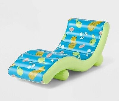 [2 Pack]- Chaise Lounge Fruit SMS Water Floats and Inflatables Green Blue on Sale