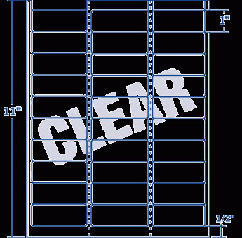 2.625  X 1  Laser Inkjet Label-30 Per Sheet, 100 Sheets Per Pack, Clear, Permanent Sale