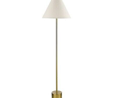 Globe Electric 60  Matte Brass Floor Lamp with White Linen Shade, Glam Style, 91006817 Sale