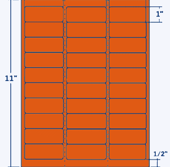 2.625  X 1  Laser Inkjet Label-30 Per Sheet, 100 Sheets Per Pack, Fluorescent Orange, Permanent Hot on Sale