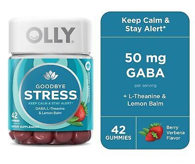 (Pack of 3) Olly Goodbye Stress Gummy 21 Day Supply (42 Count Gummies) Berry Verbena Gaba L Theanine Lemon Balm Chewable Supplement Online Hot Sale