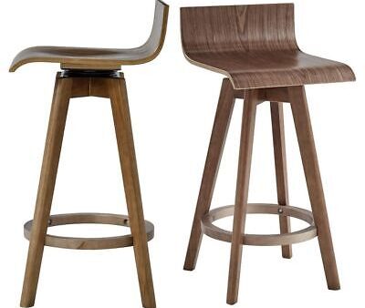 Weston Home Aleksi Modern Wood 24-inch Swivel Counter Stool, Set of 2, Walnut For Discount