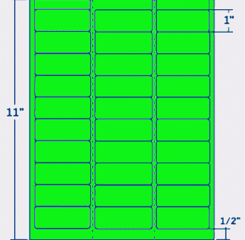 2.625  X 1  Laser Inkjet Label-30 Per Sheet, 100 Sheets Per Pack, Fluorescent Green, Permanent Discount